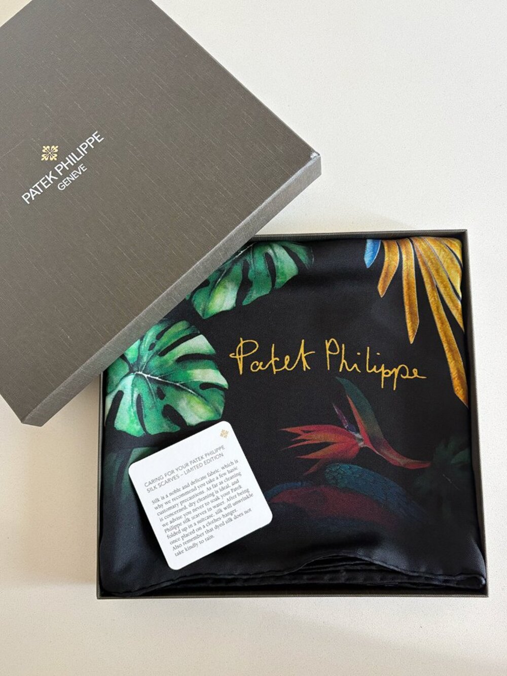 Authentic Patek Philippe Oversized Silk Parrot Scarf | Made in Italy | 51" x 52"